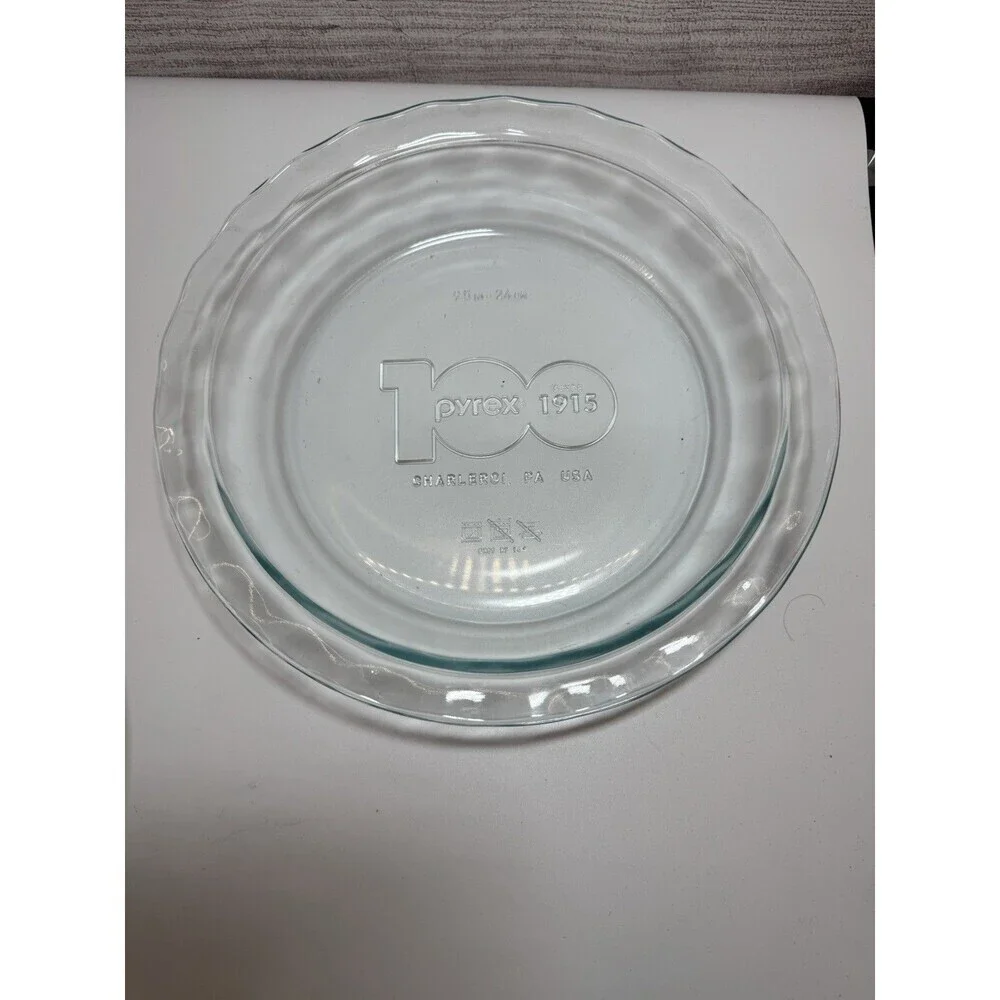 3 Pcs.Vintage Pyrex 209 9.5 In 24 Cm Pie Plate Clear 100th Anniversary USA Made